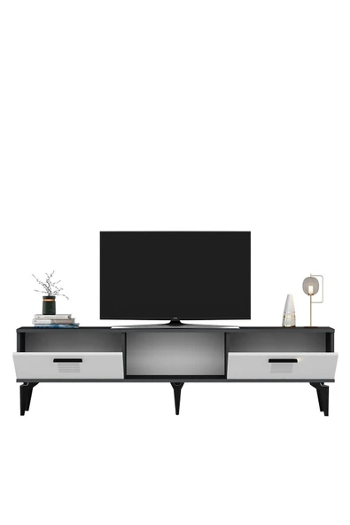 cantek dizayn ASSİMO TV SEHPASI (ALT MODÜL) ANTRASİT-BEYAZ - Resim 7