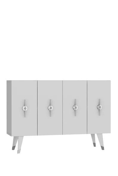 cantek dizayn Quartct (KM120) Konsol , Çok Amaçlı Dolap Beyaz-gümüş (RAMADA KULP) - 4
