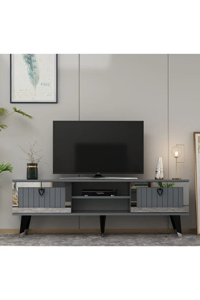 cantek dizayn Lidya Tv Stand Antrasit-gümüş ürün görseli