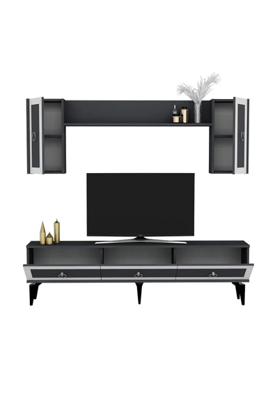 cantek dizayn SELEN TV ÜNİTESİ TAKIMI ANTRASİT-BEYAZ - 4