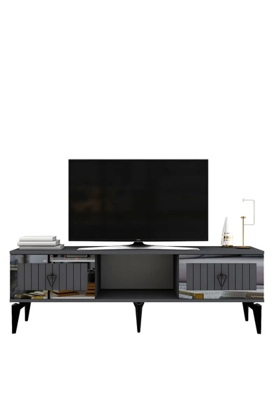 cantek dizayn LİİNDA TV SEHPASI (ALT MODÜL) ANTRASİT-GÜMÜŞ - Resim 3