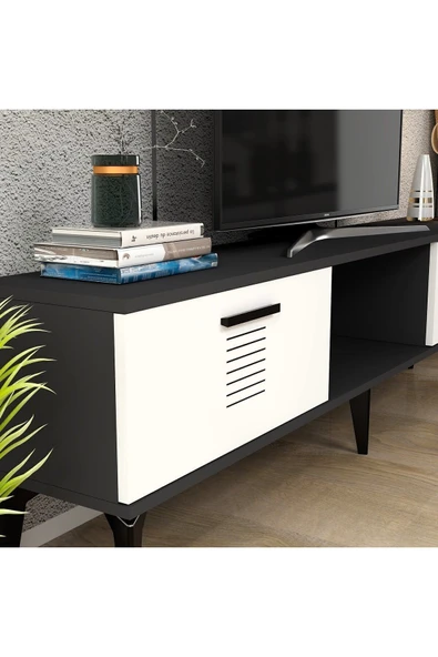 cantek dizayn ASSİMO TV SEHPASI (ALT MODÜL) ANTRASİT-BEYAZ - Resim 2
