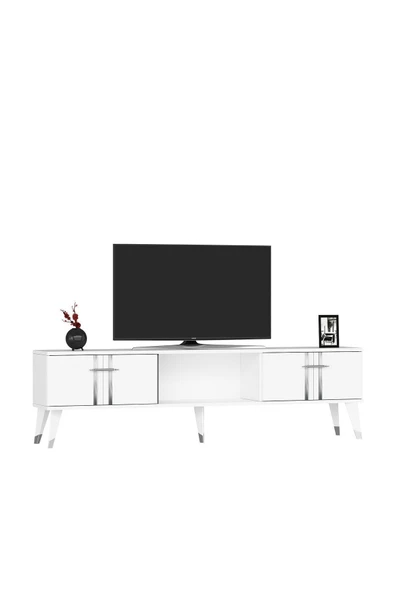 cantek dizayn ASEL TV SEHPASI (ALT MODÜL) BEYAZ-GÜMÜŞ - Resim 3