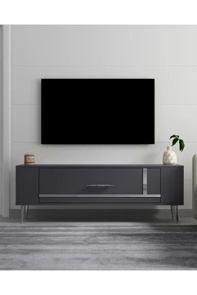 cantek dizayn RETROP1CT TV SEHPASI ANTRASİT-GÜMÜŞ ürün görseli