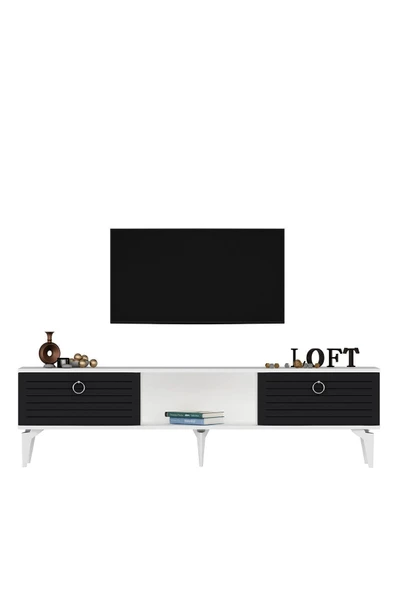 cantek dizayn ARRONA TV SEHPASI (ALT MODÜL) BEYAZ ANTRASİT - Resim 2