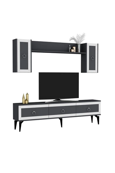 cantek dizayn SELEN TV ÜNİTESİ TAKIMI ANTRASİT-BEYAZ - 5