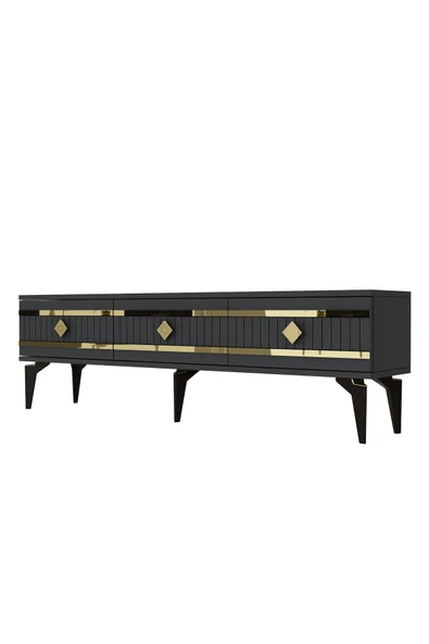 cantek dizayn LENORA TV SEHPASI (ALT MODÜL) ANTRASİT-ALTIN - Resim 5