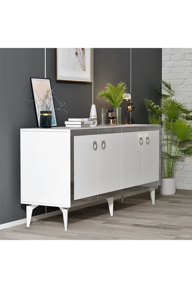 cantek dizayn PONNY LAZER PLEKSİ DESENLİ KONSOL BEYAZ-GÜMÜŞ - Resim 3