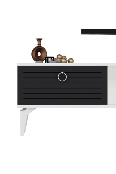 cantek dizayn ARRONA TV SEHPASI (ALT MODÜL) BEYAZ ANTRASİT - Resim 4