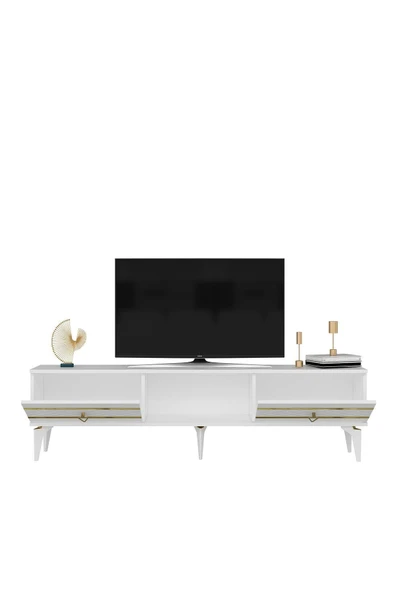 cantek dizayn PELLİN TV SEHPASI BEYAZ-ALTIN - Resim 5