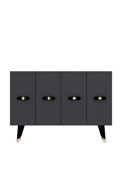 cantek dizayn Quartct (KM120) Konsol, Çok Amaçlı Dolap Antrasit-altın ( V Kulp) - 3