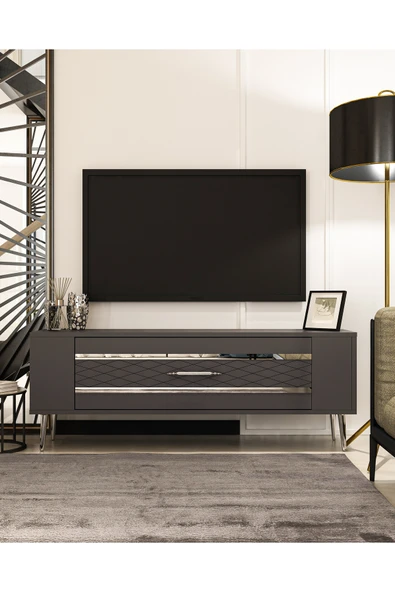 cantek dizayn RETROLP2CT TV  SEHPASI ANTRASİT-GÜMÜŞ ürün görseli