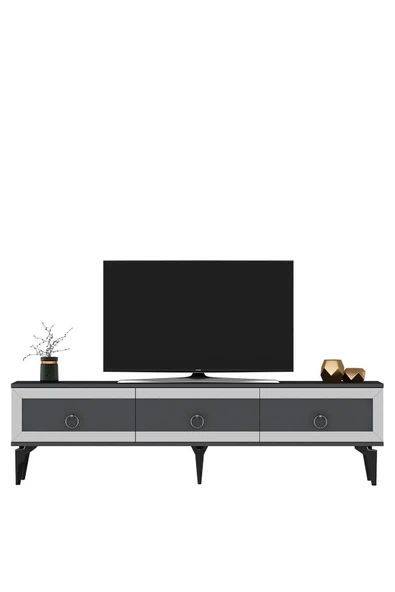 cantek dizayn Ponny 180 Cm Tv Sehpası Antrasit Gümüş - Resim 4