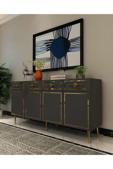 DEMONTE DECOR BELLYDD (KB150) KONSOL ANTRASİT-ALTIN - Resim 2