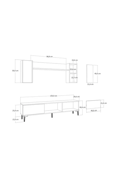 DEMONTE DECOR WENYDD TV ÜNİTESİ TAKIMI BEYAZ-BEYAZ - Resim 7