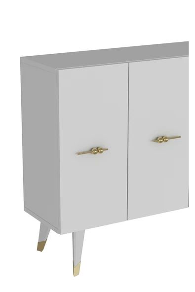 DEMONTE DECOR Quartdd (KM120) Konsol , Çok Amaçlı Dolap - Beyaz Altın (SALKIM KULP) - 5