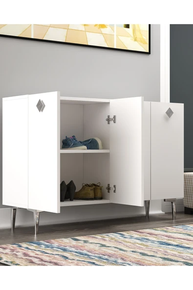 DEMONTE DECOR MOREDD AYAKKABILIK BEYAZ-BEYAZ-GÜMÜŞ ürün görseli