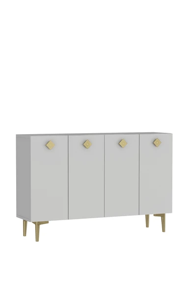 DEMONTE DECOR MOREDD OFİS EVRAK DOLABI BEYAZ-BEYAZ-ALTIN - 3