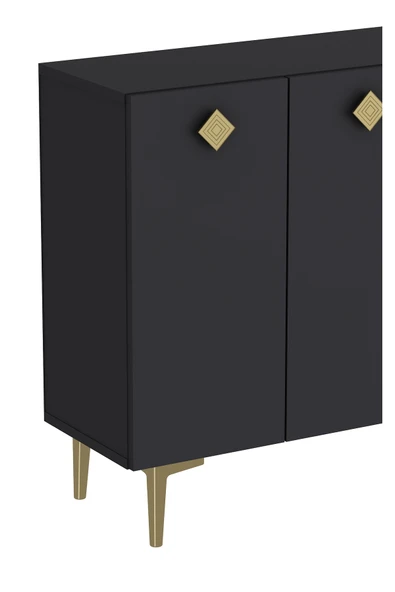 DEMONTE DECOR MOREDD OFİS EVRAK DOLABI ANTRASİT-ANTRASİT-ALTIN - 4