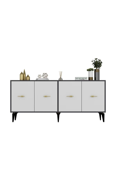 DEMONTE DECOR Sinta 180 Cm Konsol (KX180) Antrasit-beyaz - Resim 3