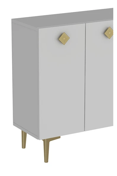 DEMONTE DECOR MOREDD OFİS EVRAK DOLABI BEYAZ-BEYAZ-ALTIN - 4