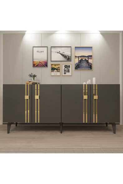 DEMONTE DECOR BAHARDD (KB150) KONSOL ANTRASİT-ALTIN ürün görseli