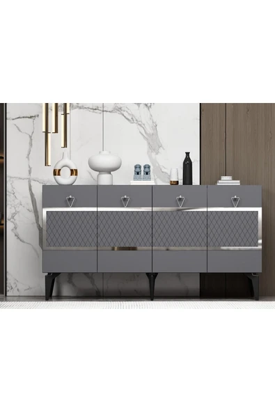 DEMONTE DECOR İPEK KONSOL ANTRASİT GÜMÜŞ ürün görseli 1