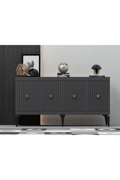 DEMONTE DECOR MİDDAS KONSOL ANTRASİT-ALTIN ürün görseli 1