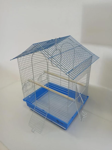 Dayang İki Kapılı Çatılı Kuş Kafesi 35x28x46 cm Mavi - 2