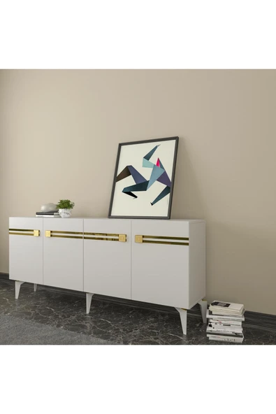 DEMONTE DECOR HAYATDD (KB150) KONSOL BEYAZ-ALTIN - Resim 2