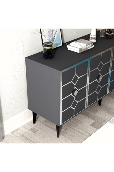 DEMONTE DECOR ÇAĞLAA KONSOL ANTRASİT-GÜMÜŞ - Resim 5