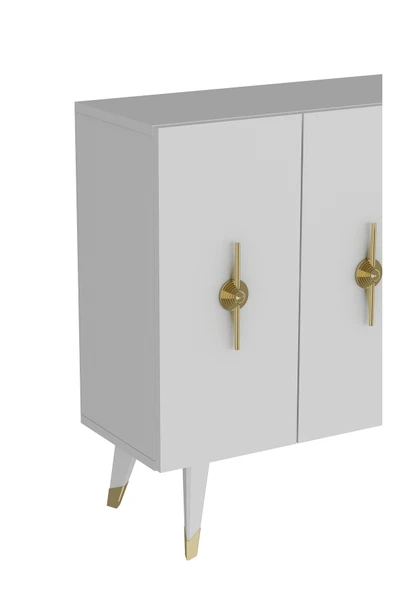 DEMONTE DECOR Quartdd (KM120) Konsol , Çok Amaçlı Dolap - Beyaz Altın (RAMADA KULP) - 5