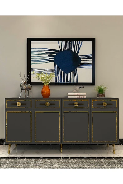 DEMONTE DECOR BELLYDD (KB150) KONSOL ANTRASİT-ALTIN ürün görseli