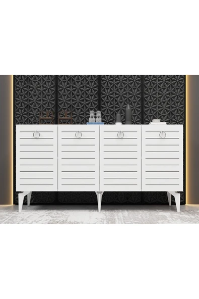 DEMONTE DECOR ARONA KONSOL 4 KAPAKLI RAFLI BEYAZ ürün görseli