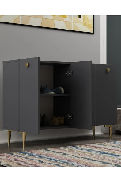 DEMONTE DECOR BETTYDD AYAKKABILIK ANTRASİT-ANTRASİT-ALTIN - 1