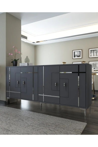 DEMONTE DECOR SİMGEDD (KX180) KONSOL ANTRASİT-GÜMÜŞ - Resim 2