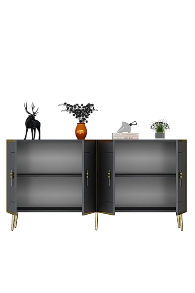 DEMONTE DECOR ARNODD (KB150) KONSOL ANTRASİT-ALTIN - Resim 5