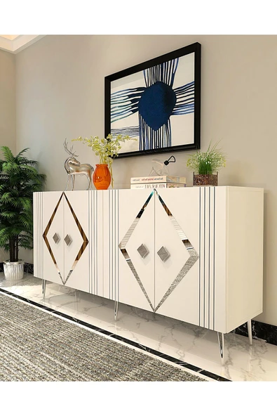 DEMONTE DECOR DOMİNODD(KB150) KONSOL BEYAZ-GÜMÜŞ - 2