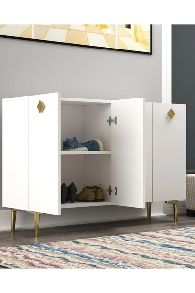 DEMONTE DECOR MOREDD AYAKKABILIK BEYAZ-BEYAZ-ALTIN ürün görseli