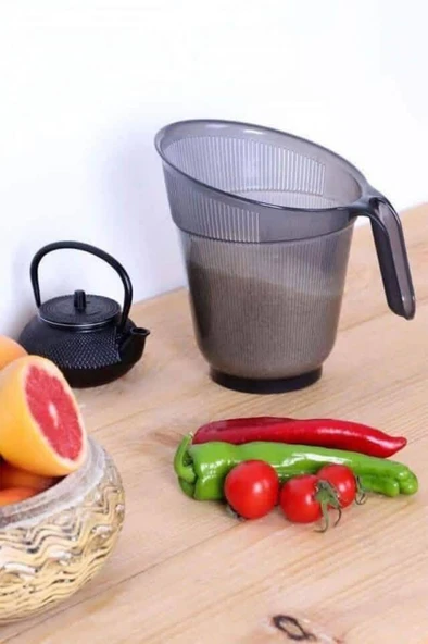 Plastik Eğimli Çok Amaçlı Pratik Pirinç Makarna Süzgeci Şeffaf Siyah - 1