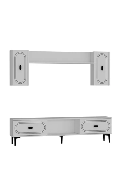 DEMONTE DECOR WENYDD TV ÜNİTESİ TAKIMI BEYAZ-BEYAZ - Resim 4