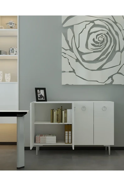 DEMONTE DECOR EFESDD OFİS EVRAK DOLABI BEYAZ-BEYAZ-GÜMÜŞ - 1