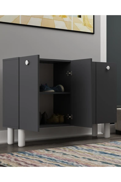 DEMONTE DECOR İLAYDD BOHEM AYAKKABILIK ANTRASİT-ANTRASİT-BEYAZ - 1