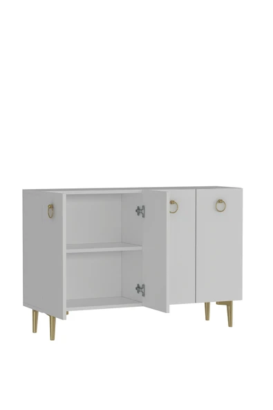 DEMONTE DECOR EFESDD OFİS EVRAK DOLABI BEYAZ-BEYAZ-ALTIN - 5