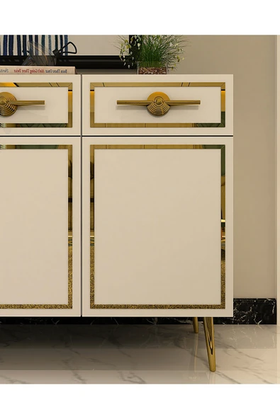 DEMONTE DECOR BELLYDD (KB150) KONSOL BEYAZ-ALTIN - Resim 3