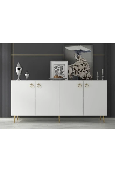 DEMONTE DECOR DROP KONSOL BEYAZ-ALTIN - 7