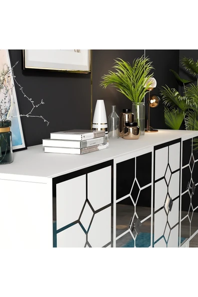 DEMONTE DECOR IRMAAK KONSOL BEYAZ-GÜMÜŞ - Resim 4