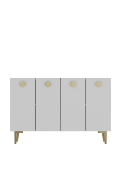 DEMONTE DECOR MOREDD OFİS EVRAK DOLABI BEYAZ-BEYAZ-ALTIN - 2