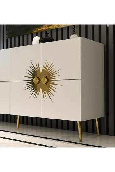 DEMONTE DECOR NİDADH (KB150) KONSOL BEYAZ ALTIN - Resim 3