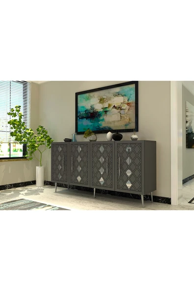 DEMONTE DECOR DOMEDD (KB150) KONSOL ANTRASİT-GÜMÜŞ - Resim 2